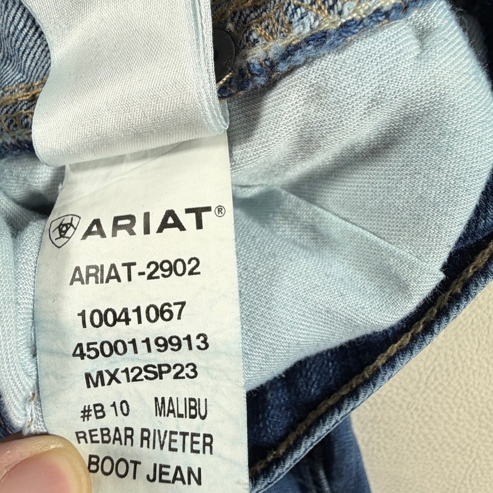 Ariat Rebar Riveter Bootcut Jeans Womens 32 Malibu Blue Perfect Rise Western - Picture 10 of 15